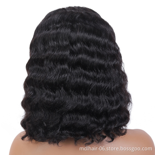 Wholesale Brazilian Hair Deep Wave Human Virgin Lace Front Wig Single Donor Cuticle Aligned Hair Short Bob 4*4 Brazilian Wigs